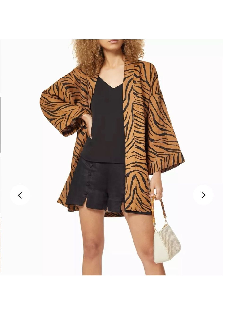 Faithfull the Brand pure linen tiger print Larissa kimono robe jacket